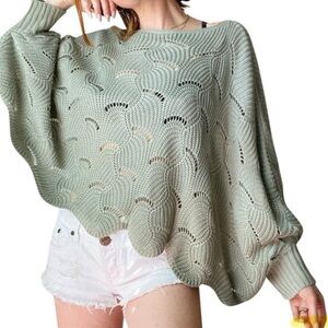 Versona Oversized Batwing Sweater Green S/M